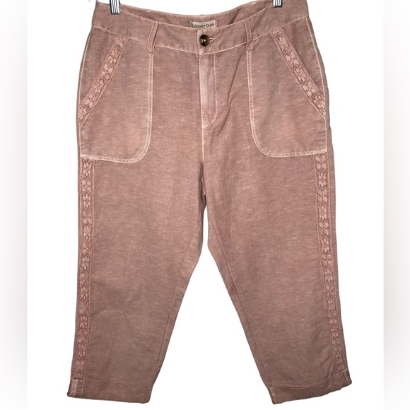 Coldwater Creek NWT Pale Mauve Lace Trim Cuffed Ankle Pant - Size 10 - Picture 12 of 16